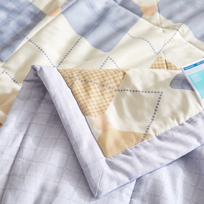 91家纺网 家纺一手货源 找家纺 海洋家纺 2026新款A类里外全棉棉花夏被-格子系列 风格二 几何空间