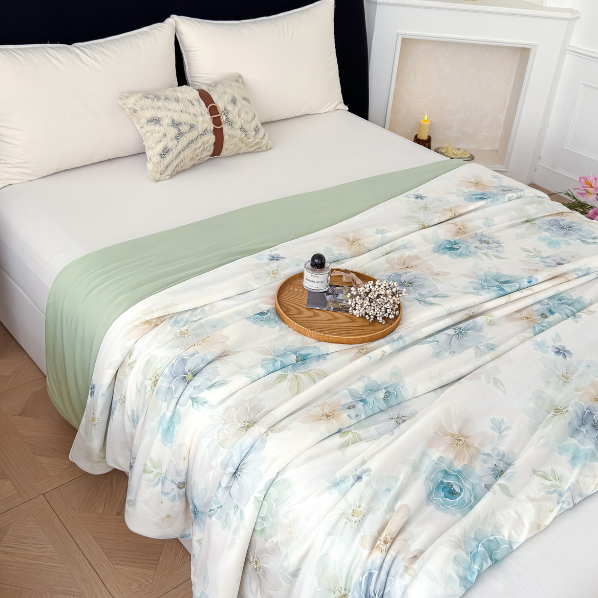 91家纺网 家纺一手货源 找家纺 圣尔雅家纺 2026春夏新款数码印花凉感丝夏被夏凉被空调被系列 春漾