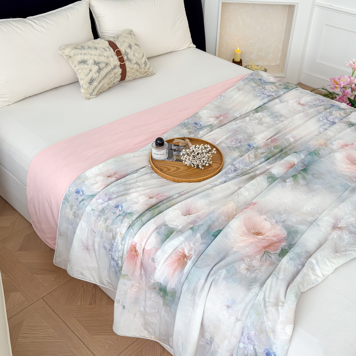 91家纺网 家纺一手货源 找家纺 圣尔雅家纺 2026春夏新款数码印花凉感丝夏被夏凉被空调被系列 春野