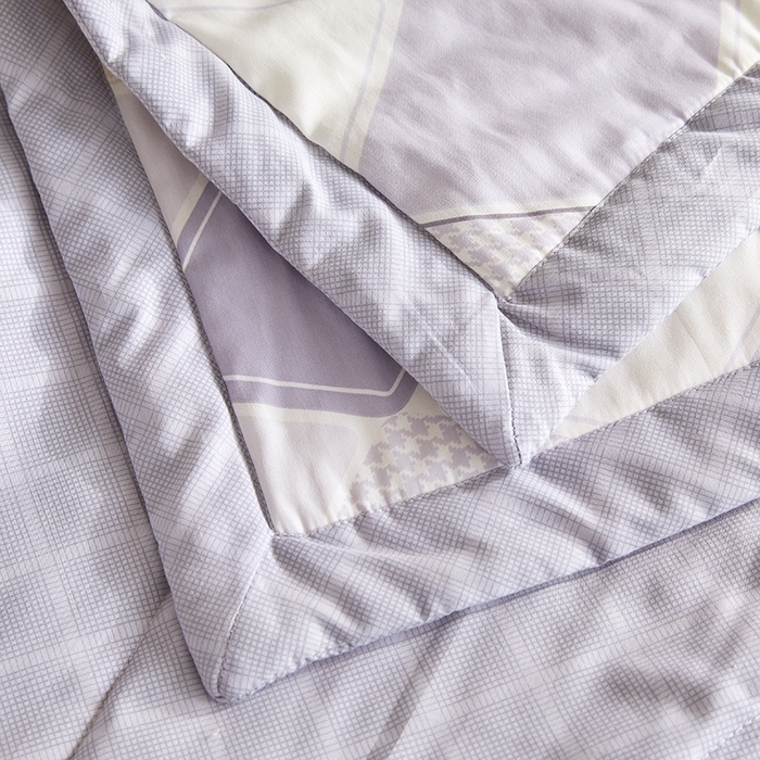 91家纺网 家纺一手货源 找家纺 海洋家纺 2026新款A类里外全棉棉花夏被-格子系列 风格二 菱形格 灰