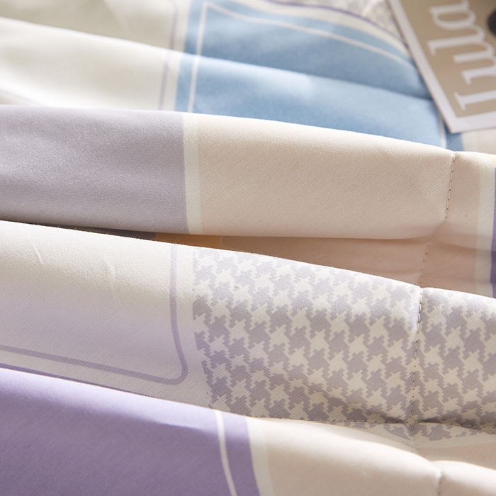 91家纺网 家纺一手货源 找家纺 海洋家纺 2026新款A类里外全棉棉花夏被-格子系列 风格二 菱形格 蓝