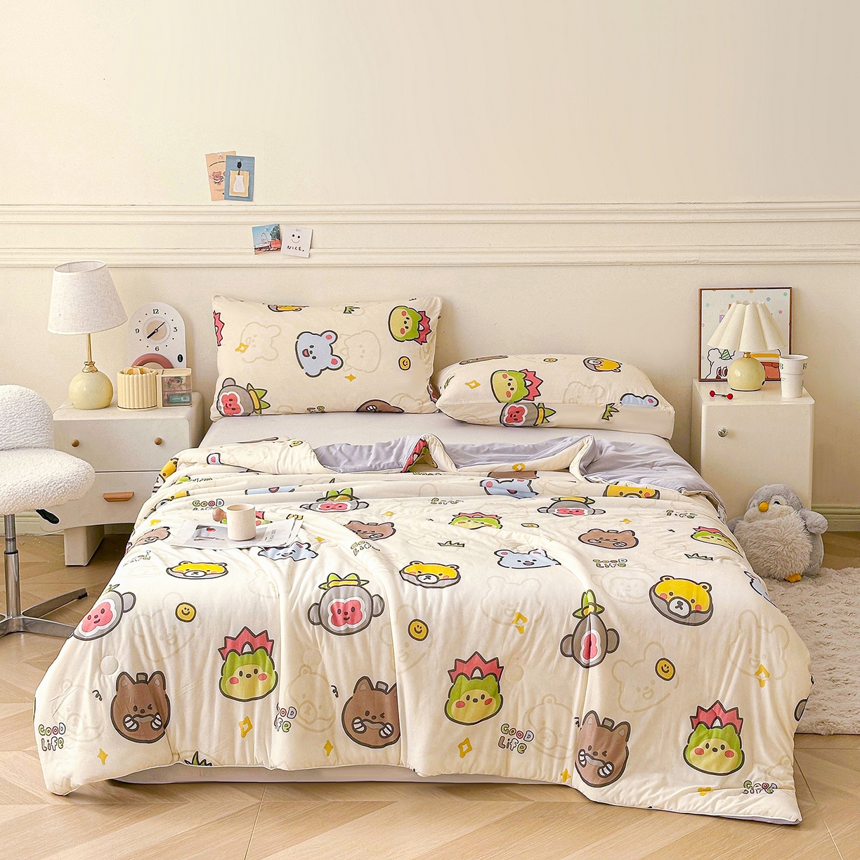 91家纺网 家纺一手货源 找家纺 悦织语 2026新款凉感丝（含氨纶）双面凉感冰丝夏凉被空调被 萌宠乐园