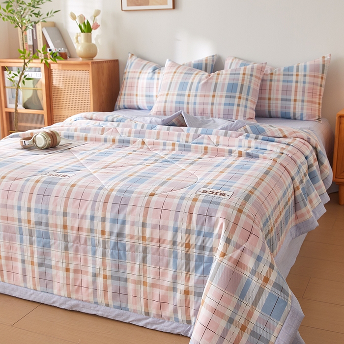 91家纺网 家纺一手货源 找家纺 海洋家纺 2026新款A类里外全棉棉花夏被-格子系列 风格二 时光 格