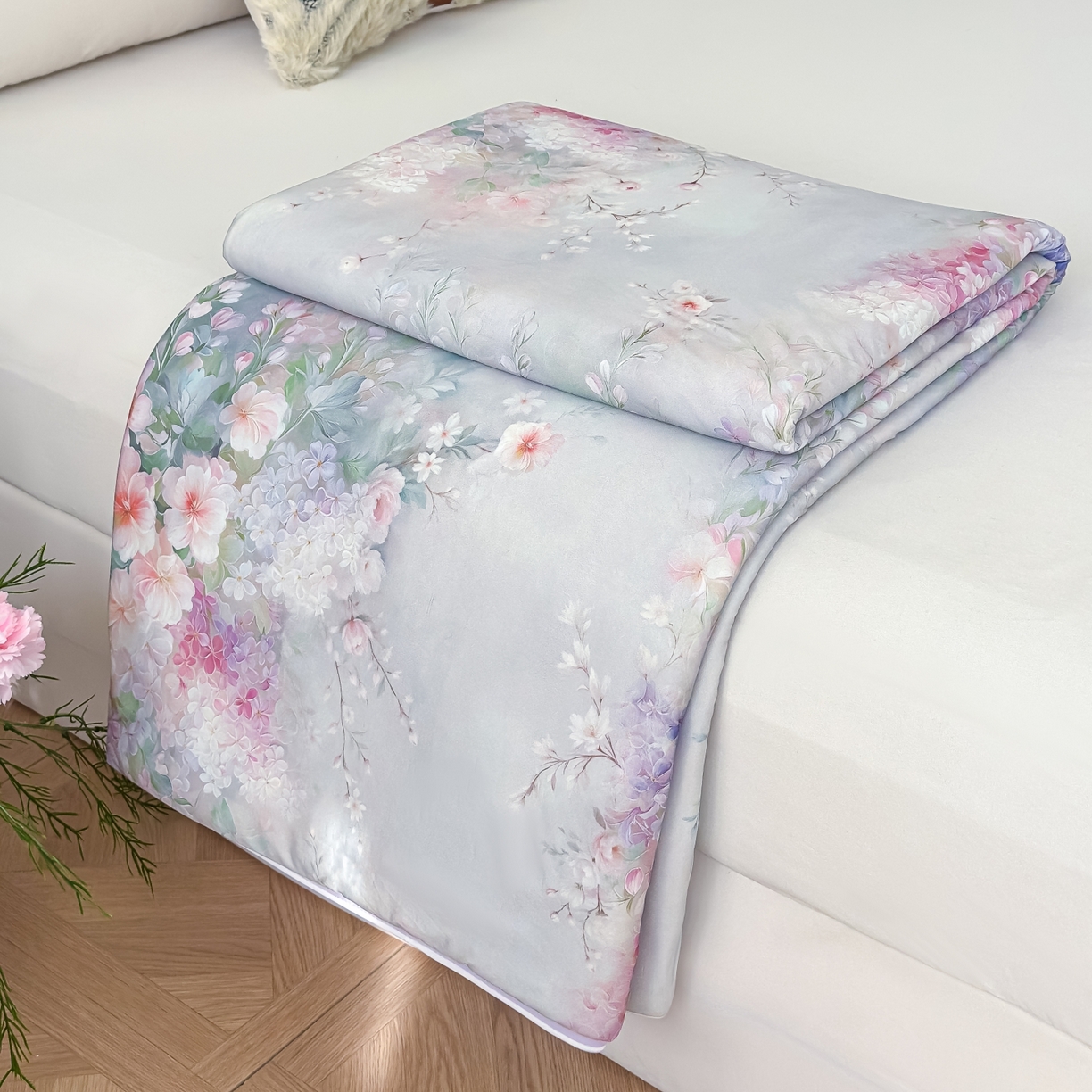 圣尔雅家纺 2026春夏新款数码印花凉感丝夏被夏凉被空调被系列 花漫