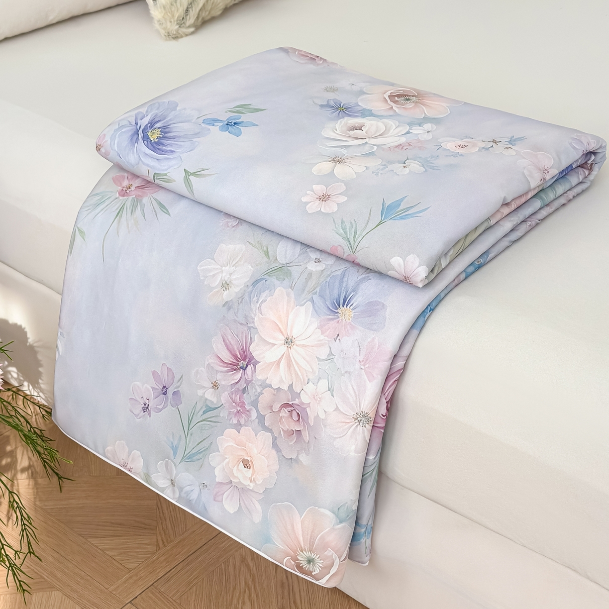 圣尔雅家纺 2026春夏新款数码印花凉感丝夏被夏凉被空调被系列 花雾