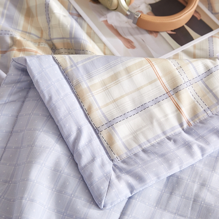 91家纺网 家纺一手货源 找家纺 海洋家纺 2026新款A类里外全棉棉花夏被-格子系列 风格二 休闲时光