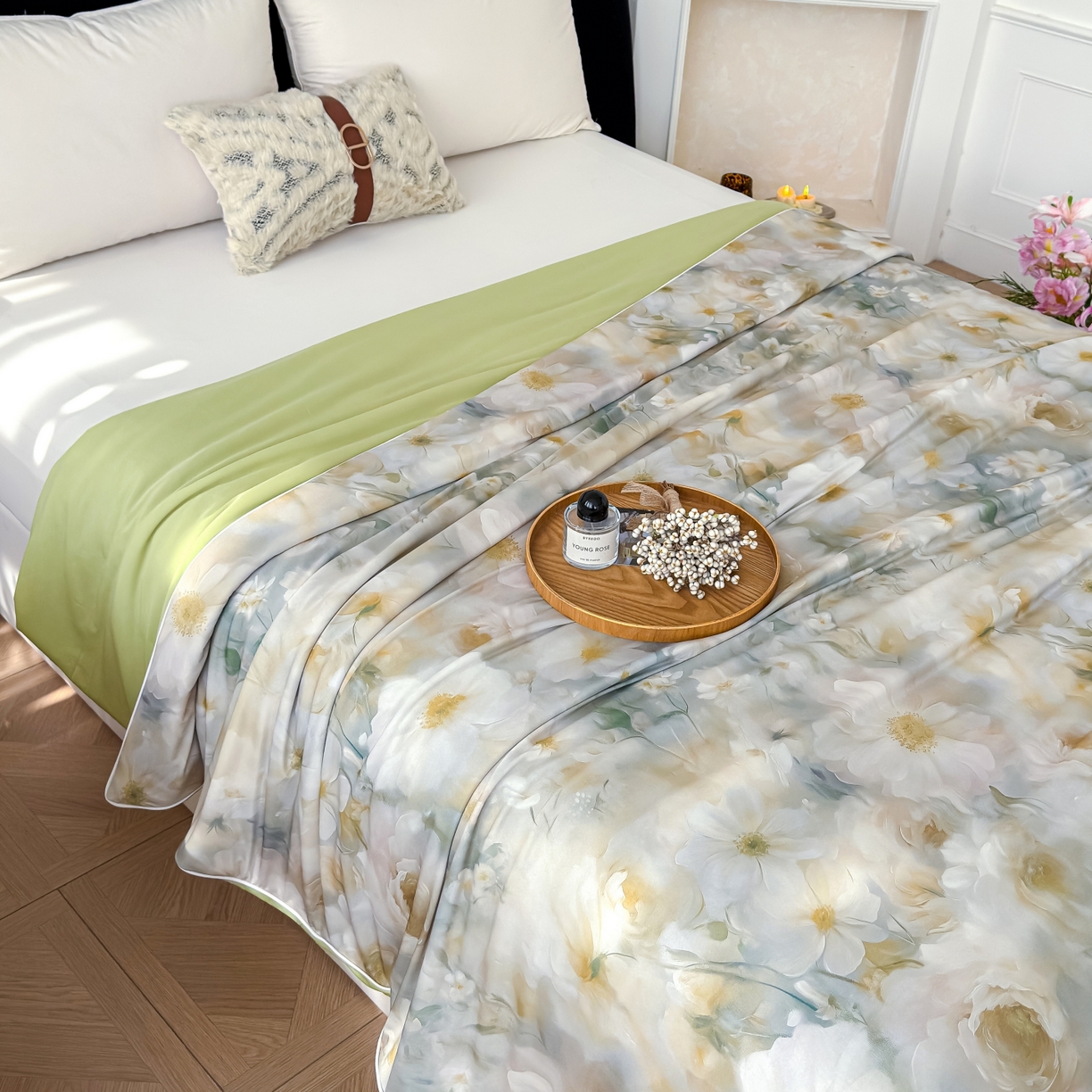 91家纺网 家纺一手货源 找家纺 圣尔雅家纺 2026春夏新款数码印花凉感丝夏被夏凉被空调被系列 洛香