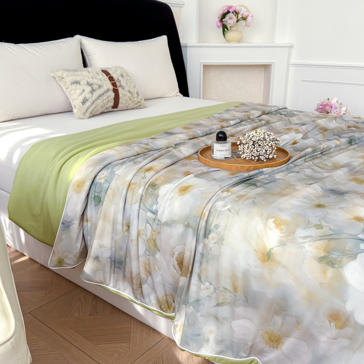 91家纺网 家纺一手货源 找家纺 圣尔雅家纺 2026春夏新款数码印花凉感丝夏被夏凉被空调被系列 洛香