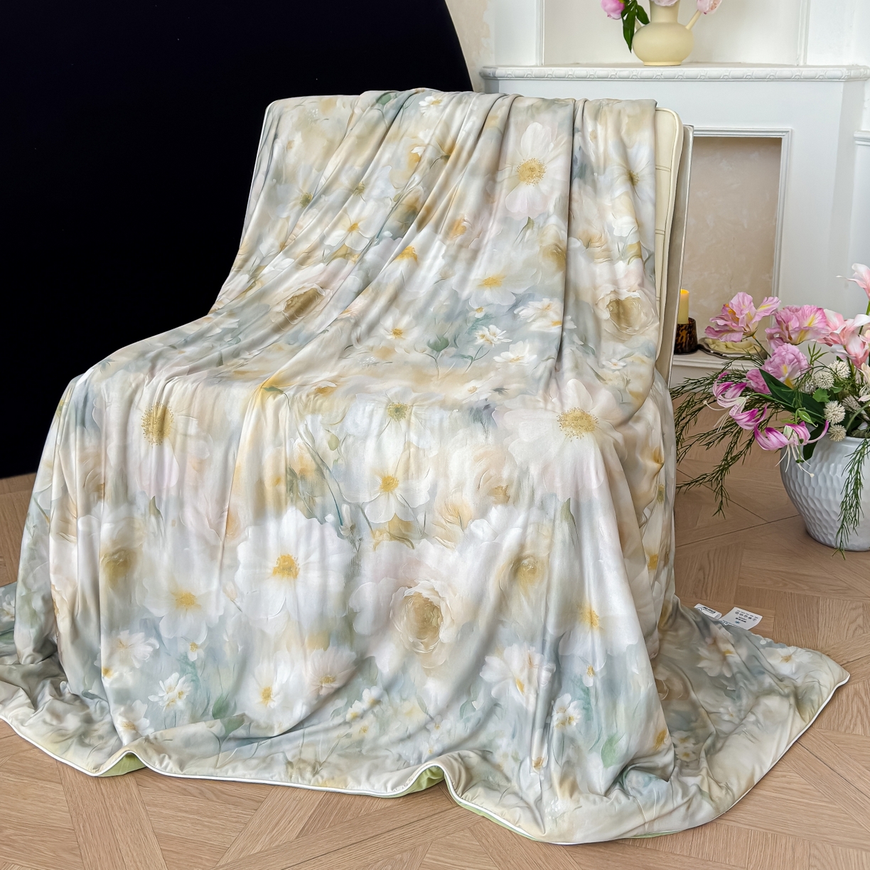 91家纺网 家纺一手货源 找家纺 圣尔雅家纺 2026春夏新款数码印花凉感丝夏被夏凉被空调被系列 洛香