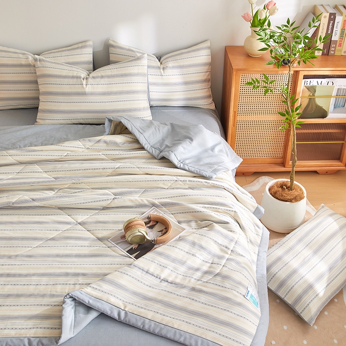 91家纺网 家纺一手货源 找家纺 海洋家纺 2026新款A类里外全棉棉花夏被-格子系列 风格二 学院派