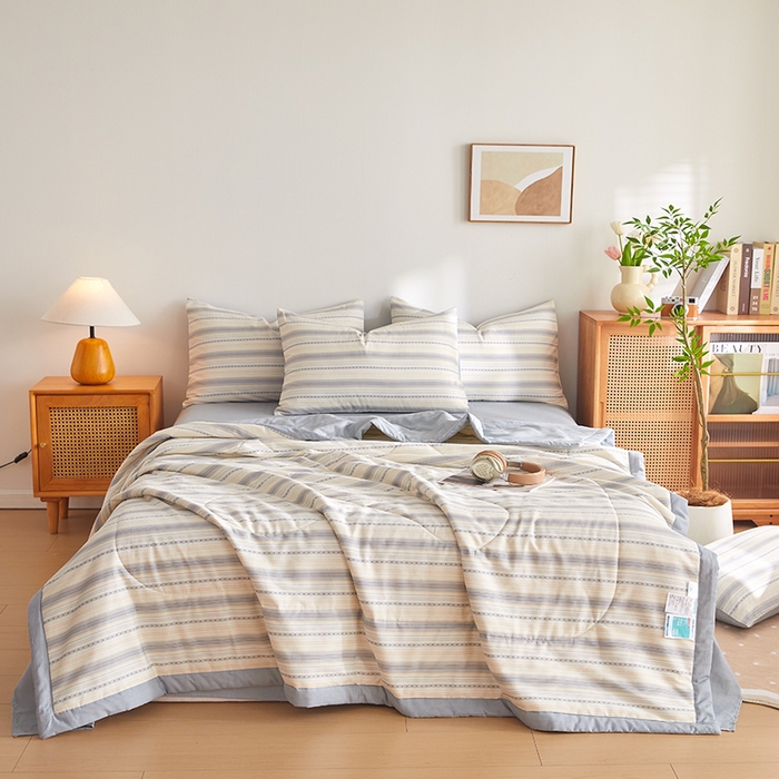 91家纺网 家纺一手货源 找家纺 海洋家纺 2026新款A类里外全棉棉花夏被-格子系列 风格二 学院派