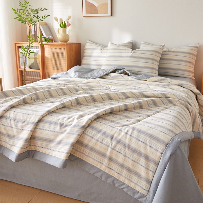 91家纺网 家纺一手货源 找家纺 海洋家纺 2026新款A类里外全棉棉花夏被-格子系列 风格二 学院派