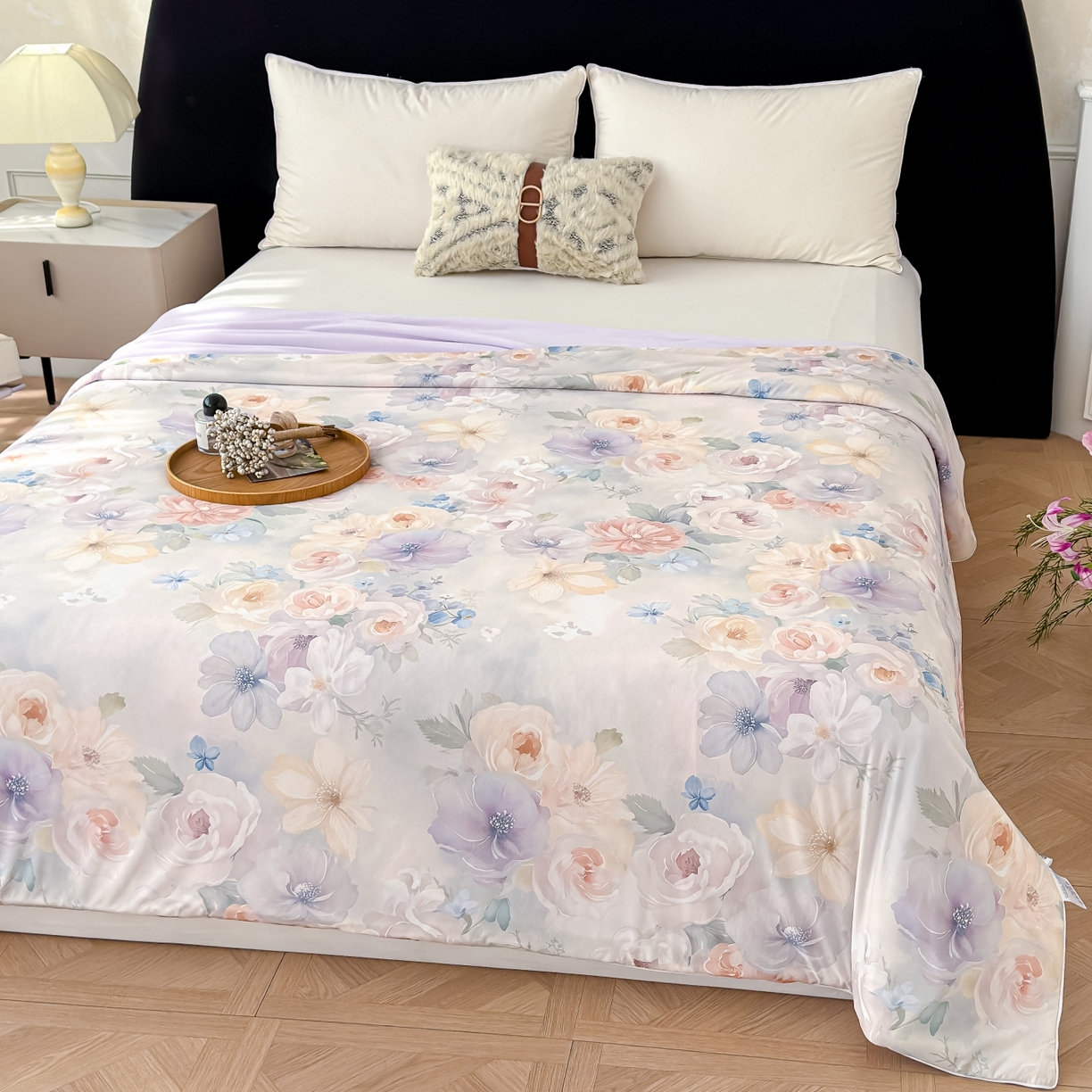 91家纺网 家纺一手货源 找家纺 圣尔雅家纺 2026春夏新款数码印花凉感丝夏被夏凉被空调被系列 曼迪