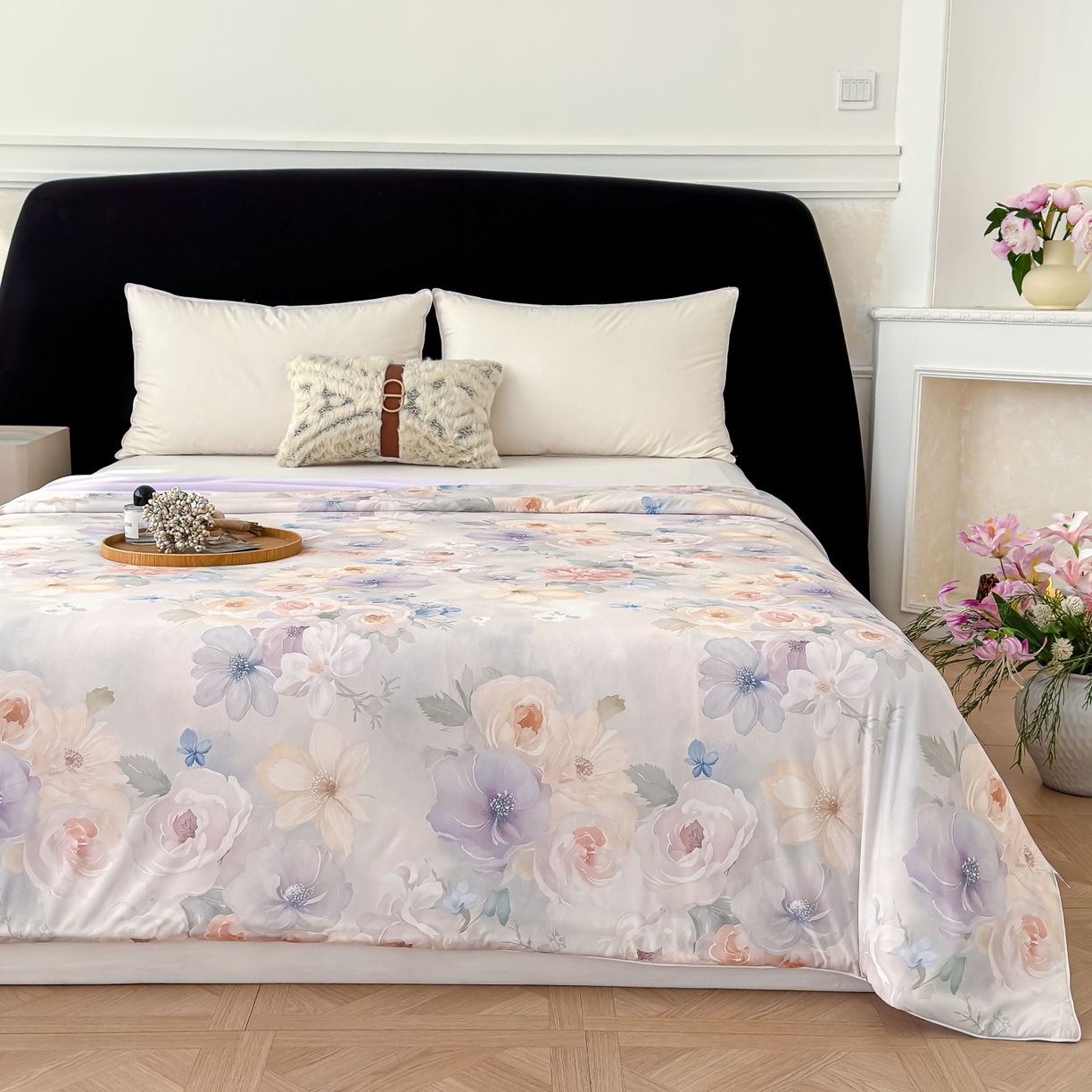 91家纺网 家纺一手货源 找家纺 圣尔雅家纺 2026春夏新款数码印花凉感丝夏被夏凉被空调被系列 曼迪