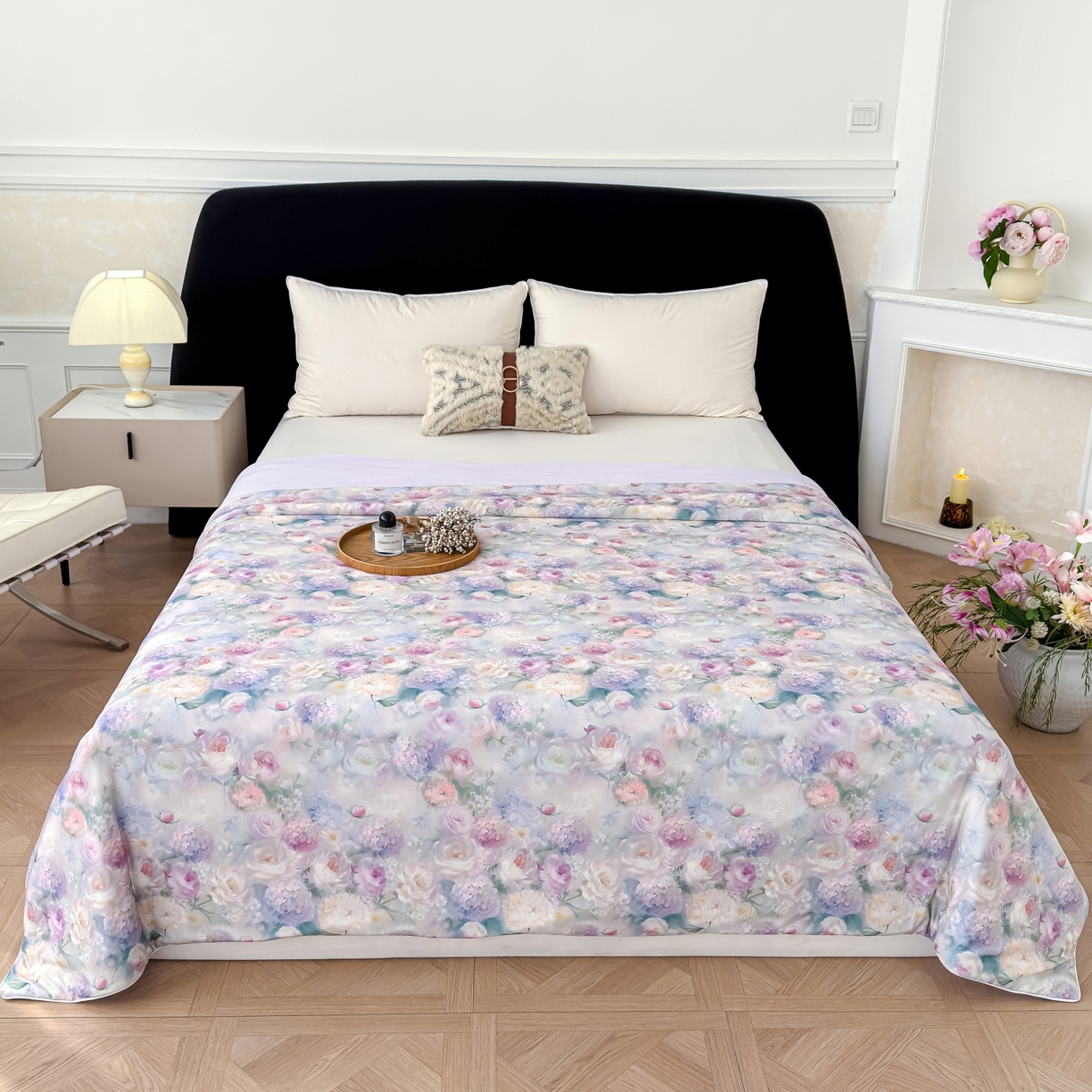 91家纺网 家纺一手货源 找家纺 圣尔雅家纺 2026春夏新款数码印花凉感丝夏被夏凉被空调被系列 梦柔