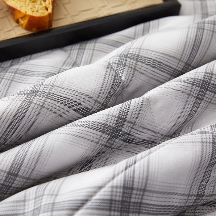 91家纺网 家纺一手货源 找家纺 海洋家纺 2026新款A类里外全棉棉花夏被-格子系列 风格二 雅格 灰