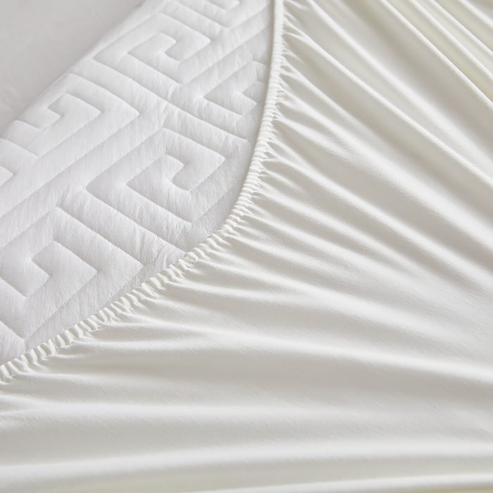 91家纺网 家纺一手货源 找家纺 三盛源 2026新款A类防水夹棉床笠加厚席梦思床垫保护套床笠罩防滑-简奢系列（支持小批量定制尺寸） 简奢系列-月光白