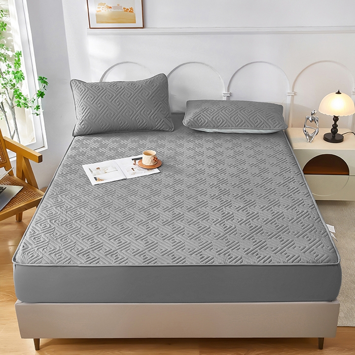 91家纺网 家纺一手货源 找家纺 三盛源 2026新款A类防水夹棉床笠加厚席梦思床垫保护套床笠罩防滑-简奢系列（支持小批量定制尺寸） 简奢系列-星空灰