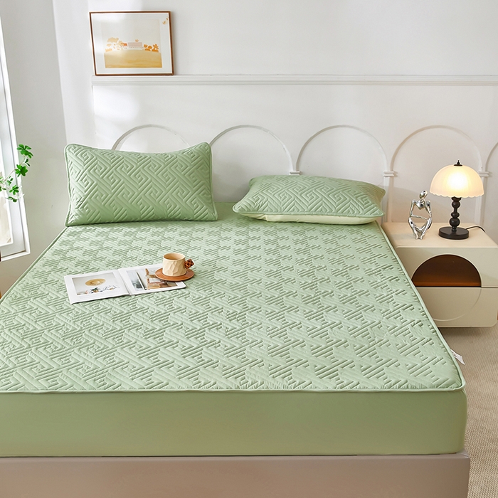 91家纺网 家纺一手货源 找家纺 三盛源 2026新款A类防水夹棉床笠加厚席梦思床垫保护套床笠罩防滑-简奢系列（支持小批量定制尺寸） 简奢系列-薄荷绿