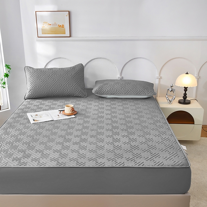 91家纺网 家纺一手货源 找家纺 三盛源 2026新款A类防水夹棉床笠加厚席梦思床垫保护套床笠罩防滑-简奢系列（支持小批量定制尺寸） 简奢系列-星空灰