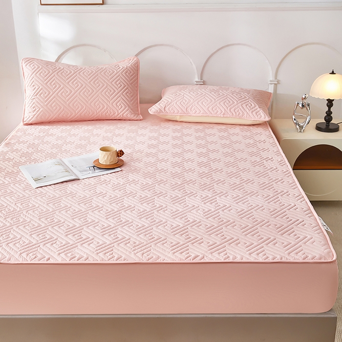 91家纺网 家纺一手货源 找家纺 三盛源 2026新款A类防水夹棉床笠加厚席梦思床垫保护套床笠罩防滑-简奢系列（支持小批量定制尺寸） 简奢系列-桃粉