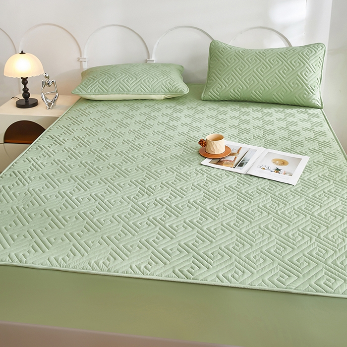 91家纺网 家纺一手货源 找家纺 三盛源 2026新款A类防水夹棉床笠加厚席梦思床垫保护套床笠罩防滑-简奢系列（支持小批量定制尺寸） 简奢系列-薄荷绿