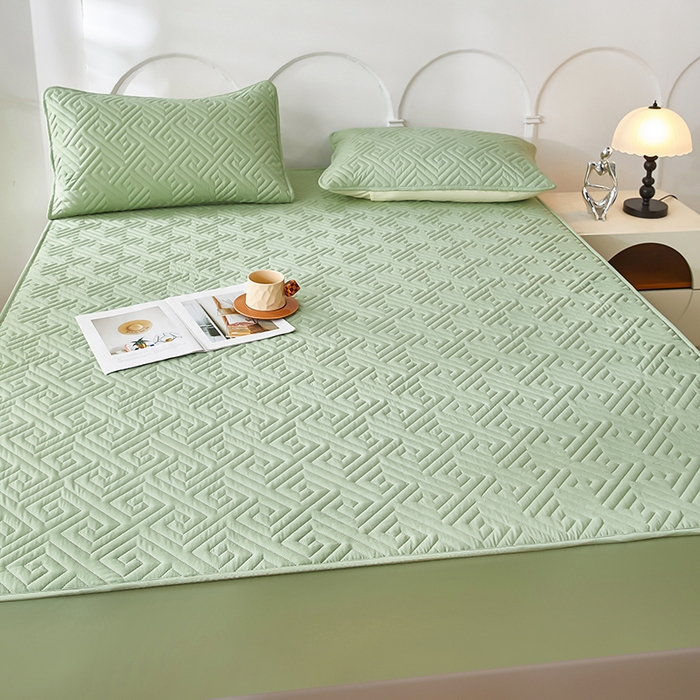 91家纺网 家纺一手货源 找家纺 三盛源 2026新款A类防水夹棉床笠加厚席梦思床垫保护套床笠罩防滑-简奢系列（支持小批量定制尺寸） 简奢系列-薄荷绿