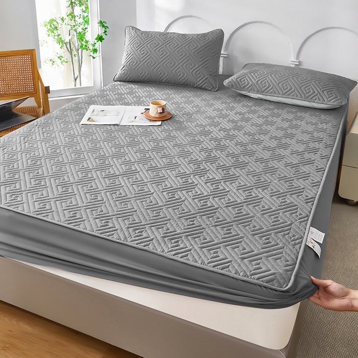 91家纺网 家纺一手货源 找家纺 三盛源 2026新款A类防水夹棉床笠加厚席梦思床垫保护套床笠罩防滑-简奢系列（支持小批量定制尺寸） 简奢系列-星空灰