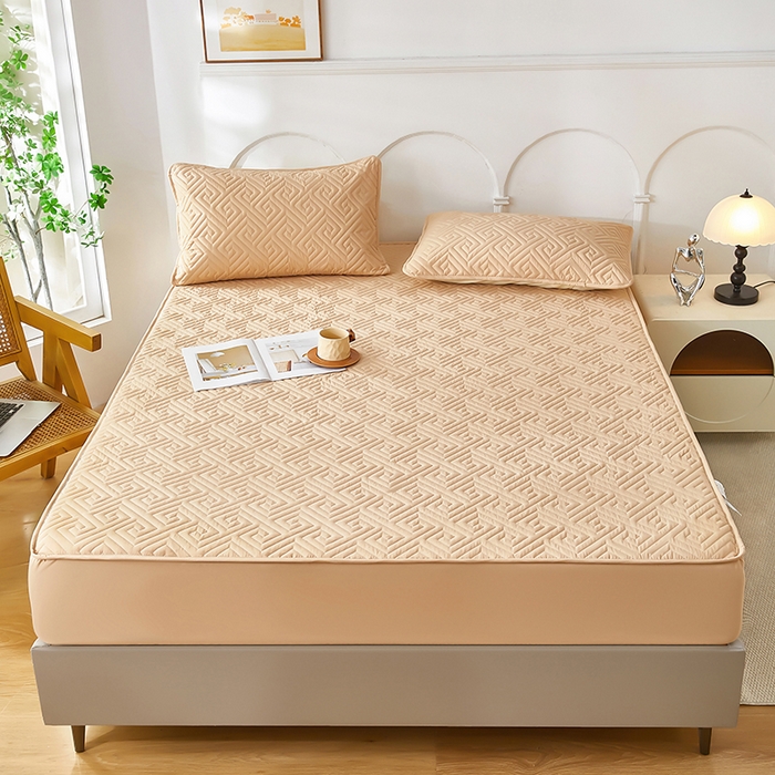 91家纺网 家纺一手货源 找家纺 三盛源 2026新款A类防水夹棉床笠加厚席梦思床垫保护套床笠罩防滑-简奢系列（支持小批量定制尺寸） 简奢系列-奶咖