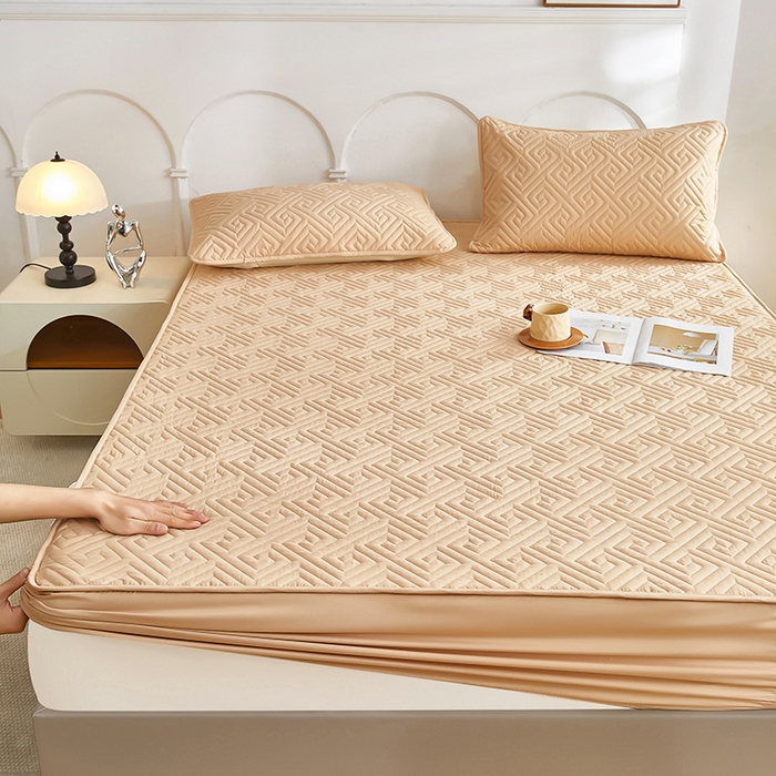 91家纺网 家纺一手货源 找家纺 三盛源 2026新款A类防水夹棉床笠加厚席梦思床垫保护套床笠罩防滑-简奢系列（支持小批量定制尺寸） 简奢系列-奶咖