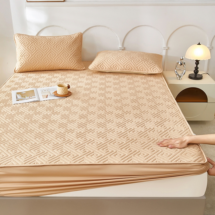 91家纺网 家纺一手货源 找家纺 三盛源 2026新款A类防水夹棉床笠加厚席梦思床垫保护套床笠罩防滑-简奢系列（支持小批量定制尺寸） 简奢系列-奶咖