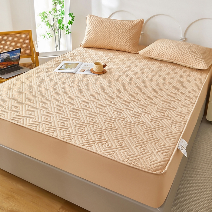 91家纺网 家纺一手货源 找家纺 三盛源 2026新款A类防水夹棉床笠加厚席梦思床垫保护套床笠罩防滑-简奢系列（支持小批量定制尺寸） 简奢系列-奶咖