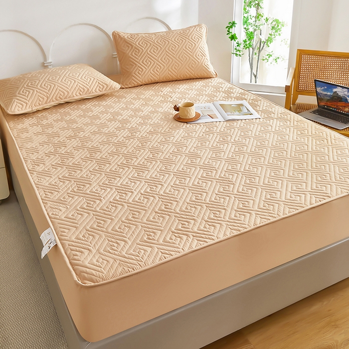 91家纺网 家纺一手货源 找家纺 三盛源 2026新款A类防水夹棉床笠加厚席梦思床垫保护套床笠罩防滑-简奢系列（支持小批量定制尺寸） 简奢系列-奶咖