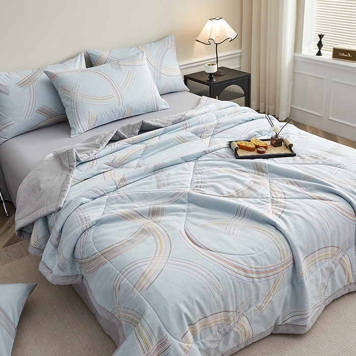 91家纺网 家纺一手货源 找家纺 海洋家纺 2026新款A类里外全棉棉花夏被-格子系列 风格二 英伦风范