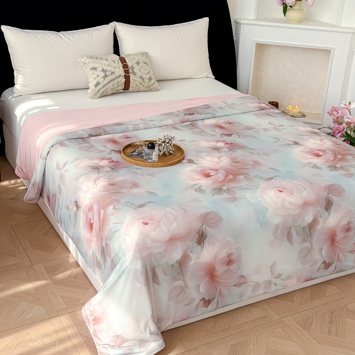 91家纺网 家纺一手货源 找家纺 圣尔雅家纺 2026春夏新款数码印花凉感丝夏被夏凉被空调被系列 千寻