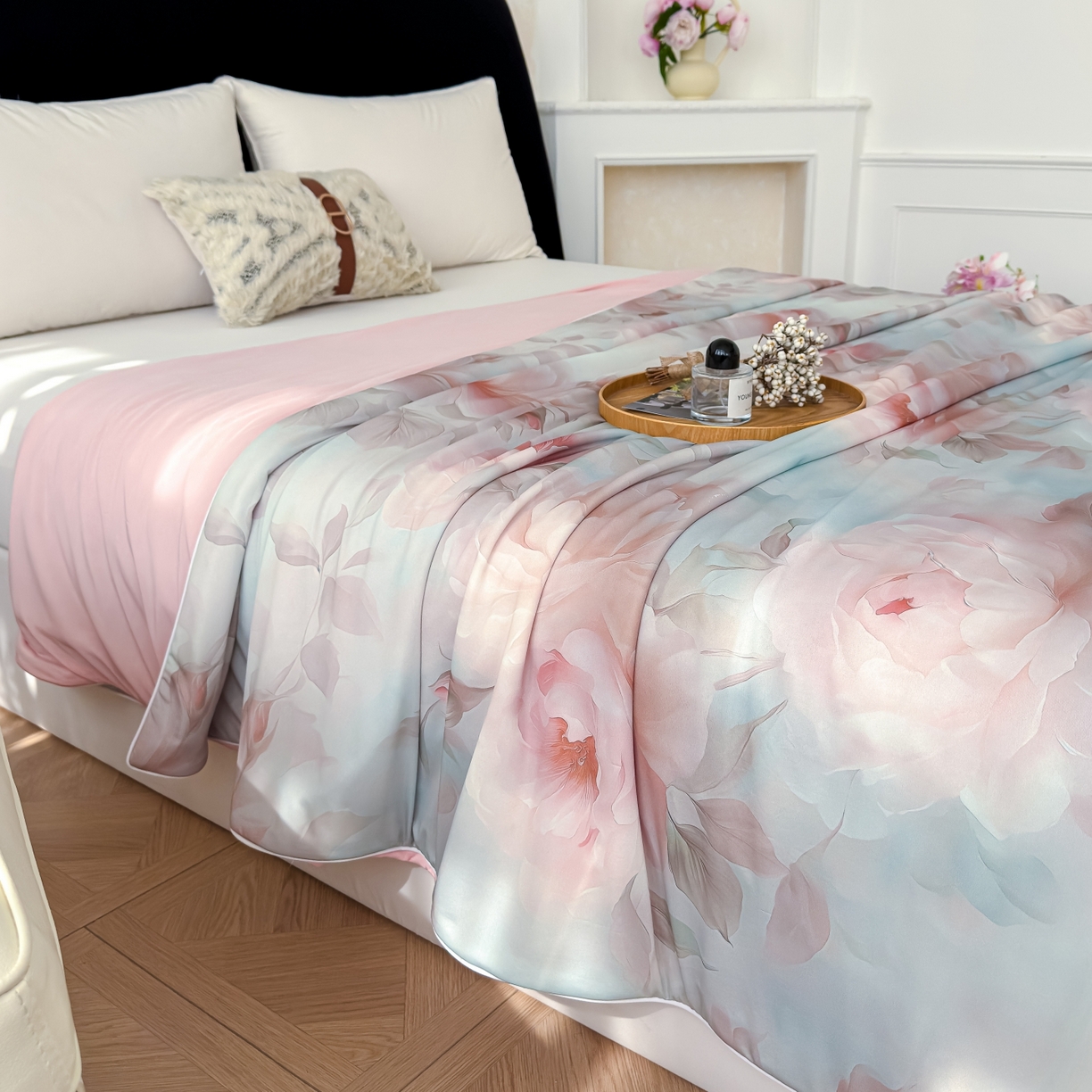 91家纺网 家纺一手货源 找家纺 圣尔雅家纺 2026春夏新款数码印花凉感丝夏被夏凉被空调被系列 千寻