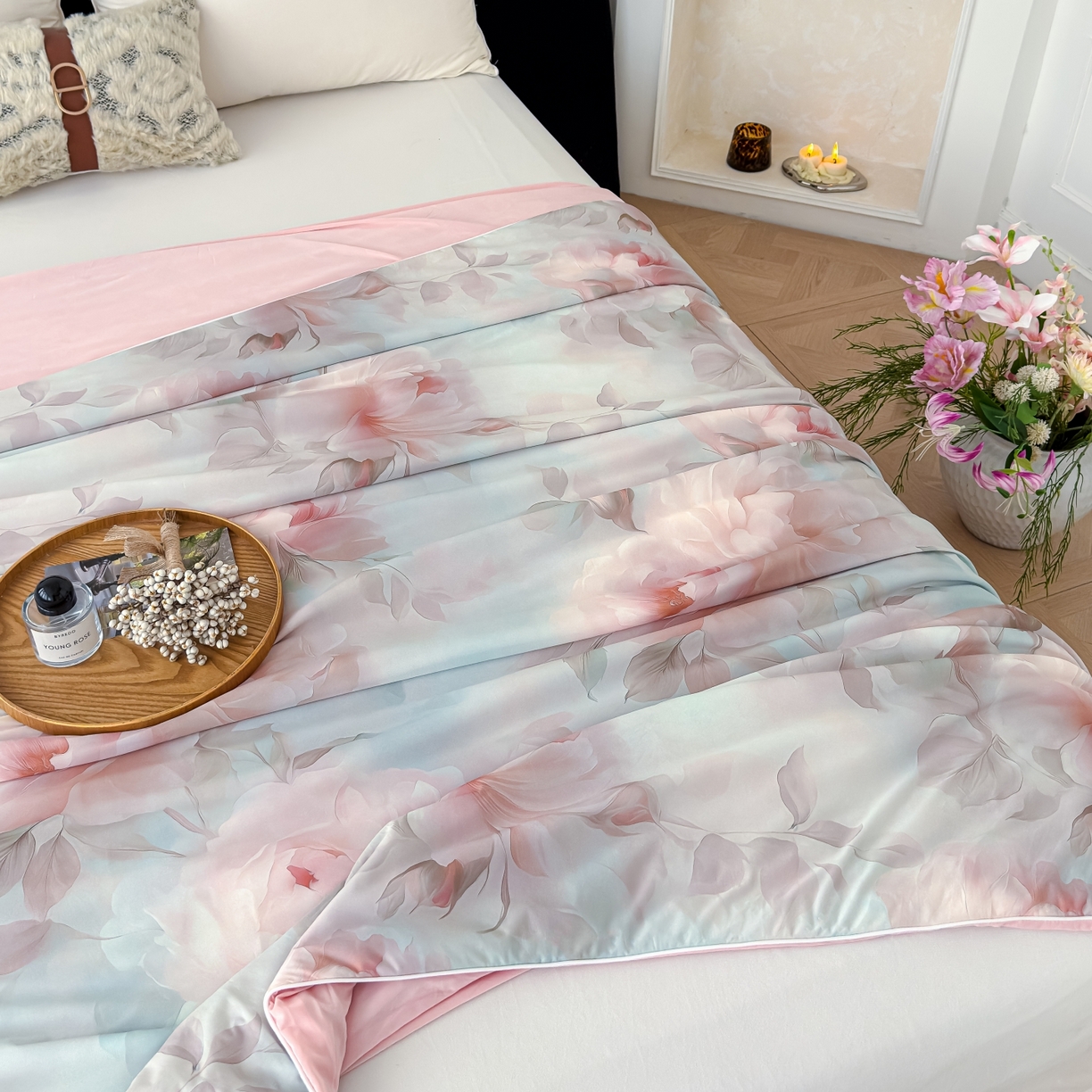 91家纺网 家纺一手货源 找家纺 圣尔雅家纺 2026春夏新款数码印花凉感丝夏被夏凉被空调被系列 千寻