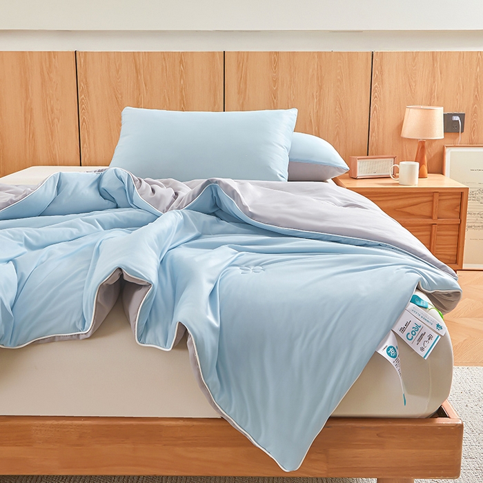 91家纺网 家纺一手货源 找家纺 （总）悦织语 2026新款A类云母凉感丝（含氨纶）+针织棉双面可用夏凉被空调被被子被芯