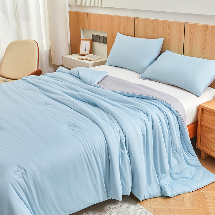 91家纺网 家纺一手货源 找家纺 （总）悦织语 2026新款A类云母凉感丝（含氨纶）+针织棉双面可用夏凉被空调被被子被芯