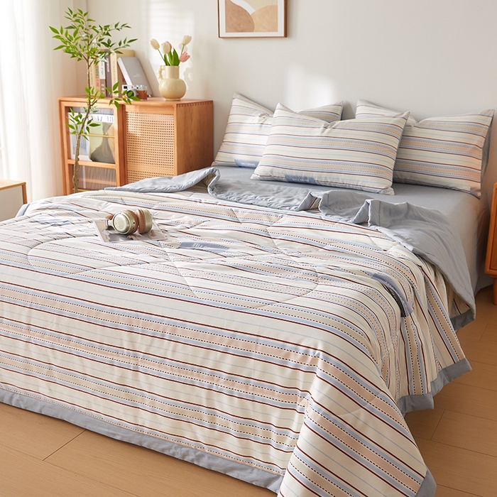 91家纺网 家纺一手货源 找家纺 海洋家纺 2026新款A类里外全棉棉花夏被-格子系列 风格二 致青春