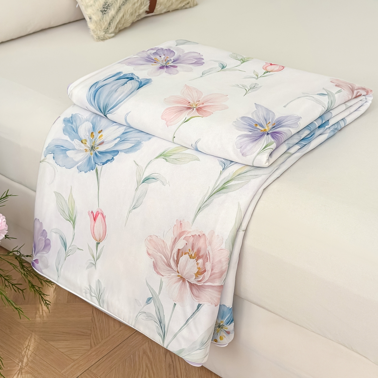 圣尔雅家纺 2026春夏新款数码印花凉感丝夏被夏凉被空调被系列 清雅