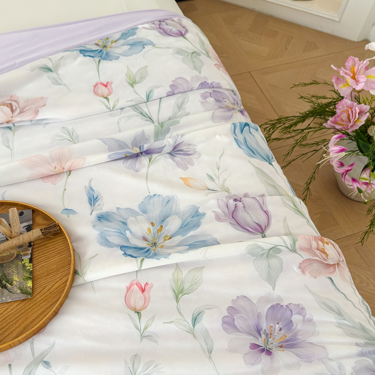 91家纺网 家纺一手货源 找家纺 圣尔雅家纺 2026春夏新款数码印花凉感丝夏被夏凉被空调被系列 清雅