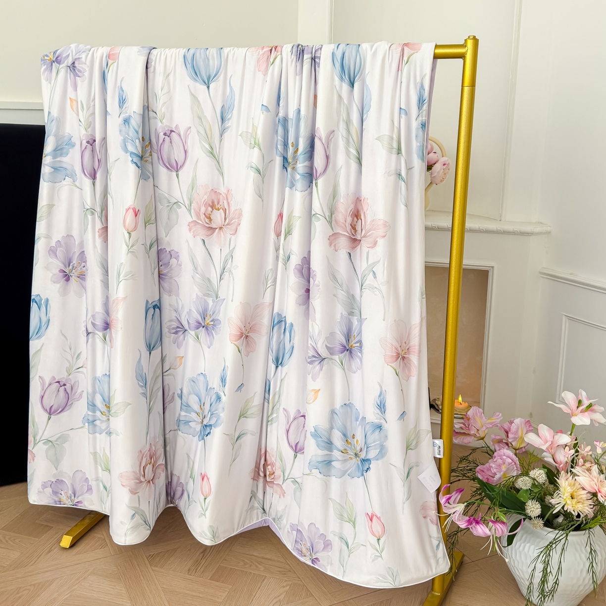 91家纺网 家纺一手货源 找家纺 圣尔雅家纺 2026春夏新款数码印花凉感丝夏被夏凉被空调被系列 清雅