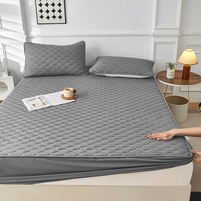 91家纺网 家纺一手货源 找家纺 三盛源 2026新款A类防水隔尿床笠单件夹棉加厚席梦思床垫保护罩防尘床单床罩床套-洛卡系列（支持小批量定制尺寸） 洛卡系列-优雅灰