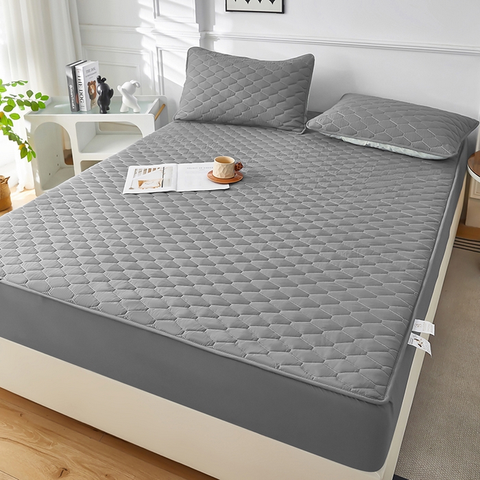 91家纺网 家纺一手货源 找家纺 三盛源 2026新款A类防水隔尿床笠单件夹棉加厚席梦思床垫保护罩防尘床单床罩床套-洛卡系列（支持小批量定制尺寸） 洛卡系列-优雅灰