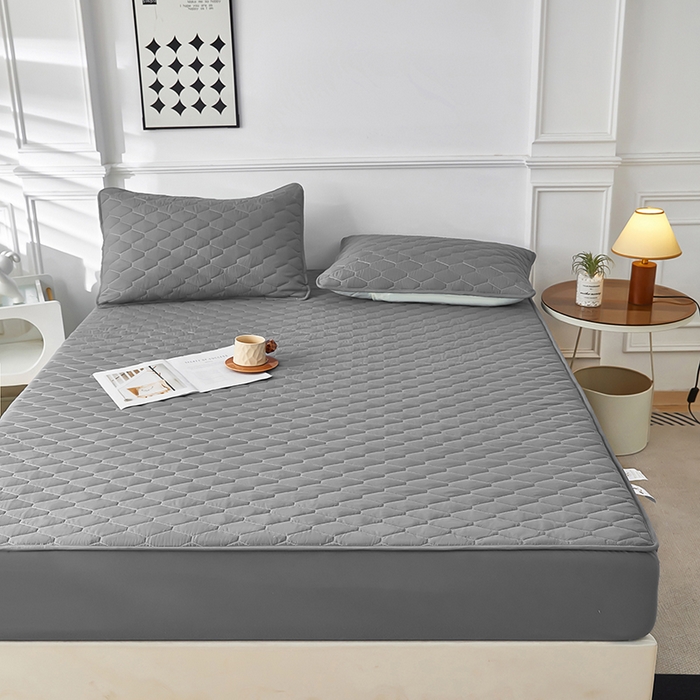 91家纺网 家纺一手货源 找家纺 三盛源 2026新款A类防水隔尿床笠单件夹棉加厚席梦思床垫保护罩防尘床单床罩床套-洛卡系列（支持小批量定制尺寸） 洛卡系列-优雅灰