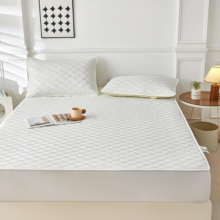 91家纺网 家纺一手货源 找家纺 三盛源 2026新款A类防水隔尿床笠单件夹棉加厚席梦思床垫保护罩防尘床单床罩床套-洛卡系列（支持小批量定制尺寸） 洛卡系列-奶昔白