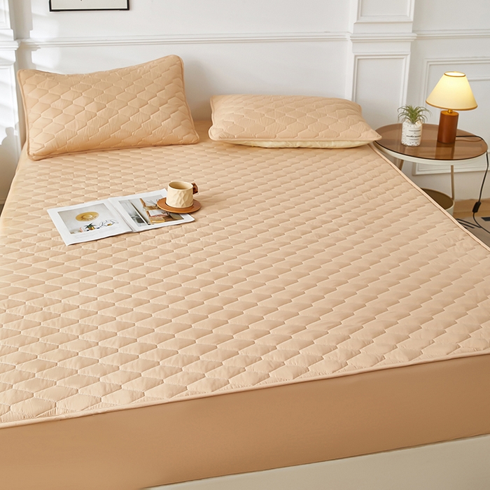 91家纺网 家纺一手货源 找家纺 三盛源 2026新款A类防水隔尿床笠单件夹棉加厚席梦思床垫保护罩防尘床单床罩床套-洛卡系列（支持小批量定制尺寸） 洛卡系列-卡其