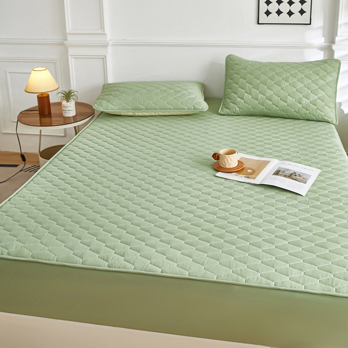 91家纺网 家纺一手货源 找家纺 三盛源 2026新款A类防水隔尿床笠单件夹棉加厚席梦思床垫保护罩防尘床单床罩床套-洛卡系列（支持小批量定制尺寸） 洛卡系列-抹茶绿