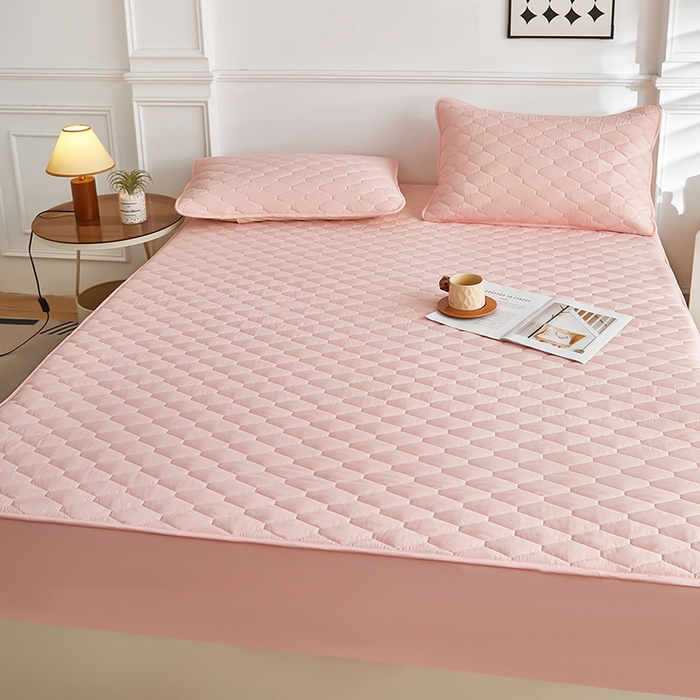 91家纺网 家纺一手货源 找家纺 三盛源 2026新款A类防水隔尿床笠单件夹棉加厚席梦思床垫保护罩防尘床单床罩床套-洛卡系列（支持小批量定制尺寸） 洛卡系列-粉豆沙